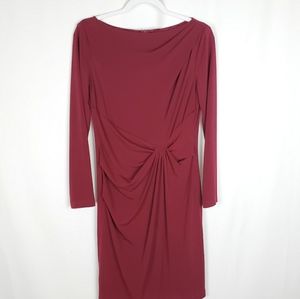 David Meister Long Sleeve Gathered Knotted Dress